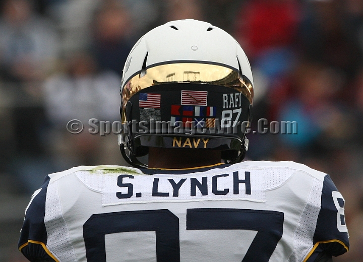 122912 Kraft SA-027.JPG - Dec 29, 2012; San Francisco, CA, USA; Helmut detail of  Navy Midshipmen wide reciever Shawn Lynch (87)  against the Arizona State Sun Devils in the 2012 Kraft Fighting Hunger Bowl at AT&T Park.